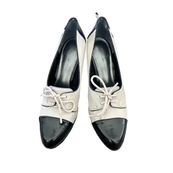 Bandolino Women's Cream and Black High Heels Lace-Up Pointed Toe Shoes Size 6.5M - Picture 2 of 8